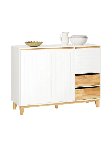 SoBuy Sideboard in Weiß und Natur - (B)120 x (H)90 x (T)40cm