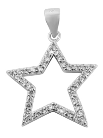 Adeliás Damen Anhänger Stern aus 925 Silber mit Zirkonia in silber