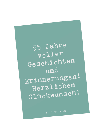 Mr. & Mrs. Panda Grußkarte Spruch 95. Geburtstag mit Spruch in Meeresbrise