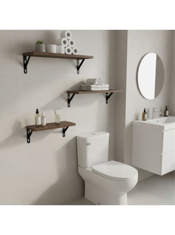 relaxdays 3-tlg. Wandregal-Set in Dunkelbraun/ Schwarz