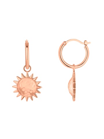 Steel_Art Creolen mit Sonnenanhänger Neyla silberfarben poliert in rosegoldfarben
