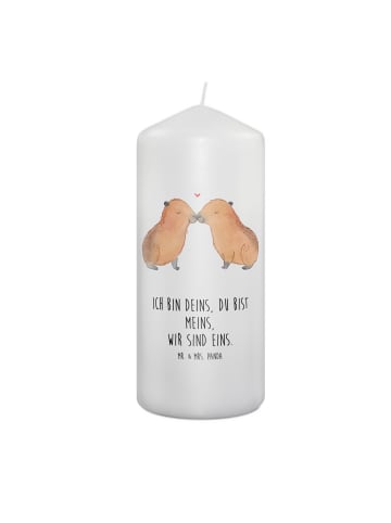 Mr. & Mrs. Panda Kerze Capybara Liebe mit Spruch in Weiß