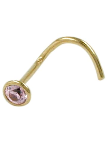 Gallay Nasenstecker 2,5mm Spirale mit Zirkonia rund pink 18Kt Gold in gold