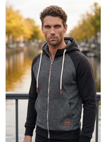 RESLAD Sweatjacke Raglan Meliert in schwarz
