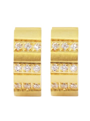 Adeliás Damen Ohrringe – Klappcreole aus Edelstahl mit Strass Steinchen in gold