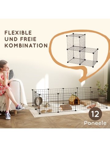 Pawhut Kleintiergehege Schwarz L106 x B73 x H36 cm