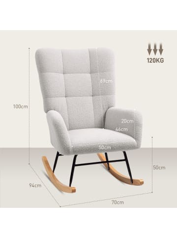HOMCOM Schaukelstuhl-94L x 70B x 100H cm-Hellgrau