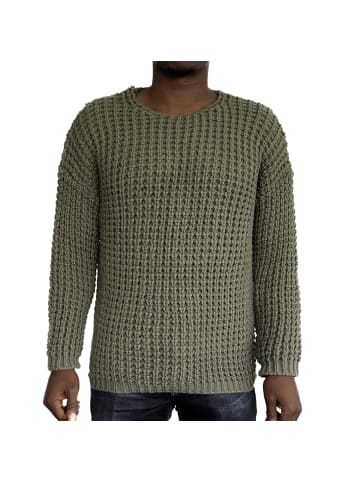 COFI 1453 Casual Herren StrickpulloverRundhals-Ausschnitt Braun S in Khaki