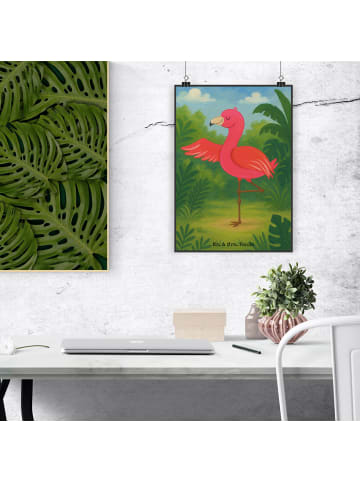 Mr. & Mrs. Panda Bild für Wand Flamingo Yoga Design ohne Spruch in Weiß