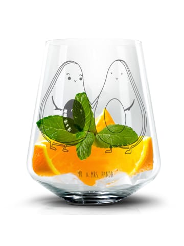 Mr. & Mrs. Panda Blümchentail Glas Avocado Pärchen ohne Spruch in Transparent