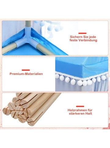 COSTWAY Kinderzelt mit Matte für 3-4 Personen in Blau