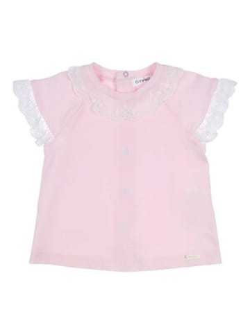 Gymp T-Shirt Flügelarm Spitze in Rosa