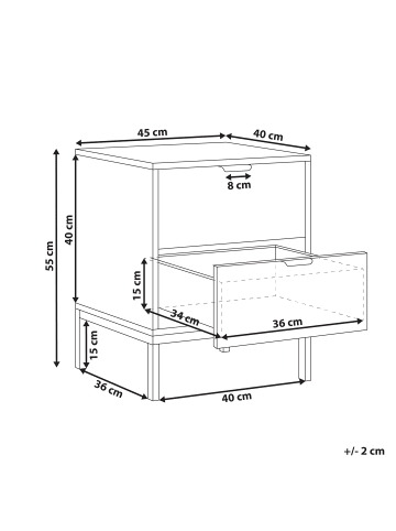 Beliani Nachttisch ADELAIDE in Weiß - (W) 45 x (H) 55 x (L) 40 cm