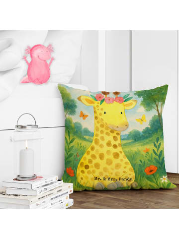 Mr. & Mrs. Panda Couchkissen Giraffe Blumenkranz Design ohne Spruch in Weiß