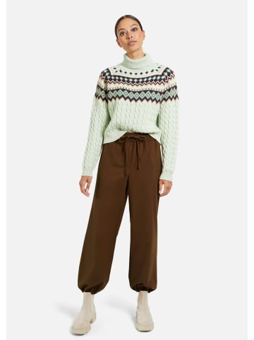 MADELEINE Weite Hose mit elastischem Schlupfbund in nussbraun