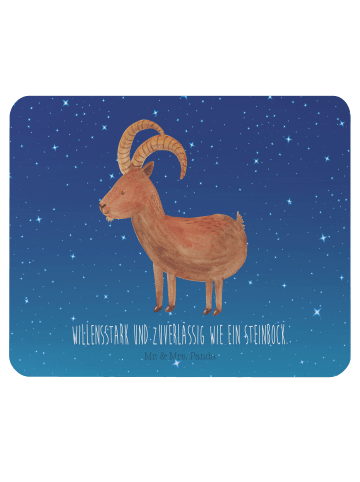 Mr. & Mrs. Panda Mousepad Sternzeichen Steinbock mit Spruch in Sternenhimmel Blau