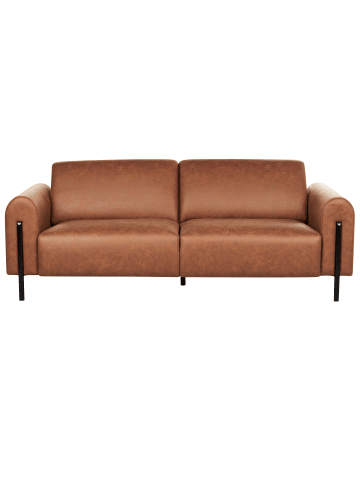 Beliani 3-Sitzer Sofa ASKIM in Braun/Schwarz - (W) 207 x (H) 87 x (L) 89 cm