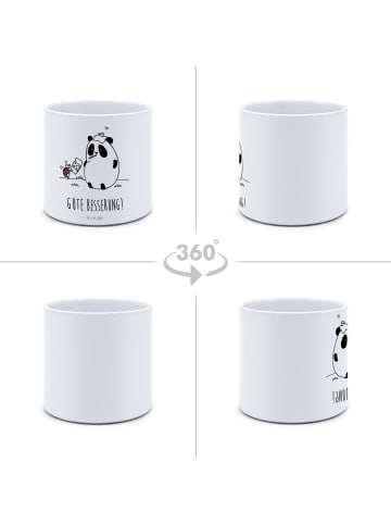 Mr. & Mrs. Panda XL Blumentopf Panda Gute Besserung mit Spruch in Weiß