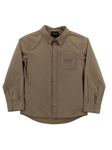 Jack Wolfskin Langarmshirt Lakeside Shirt Kids Hemd Kinder Moskito Longsleeve Shirt in Braun