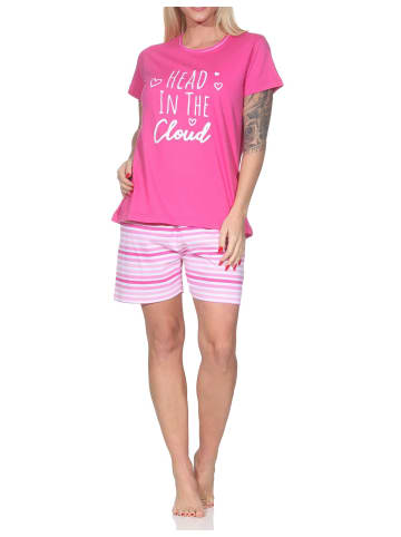 NORMANN Schlafanzug Shorty kurzarm Streifenoptik 126 10 802 in pink