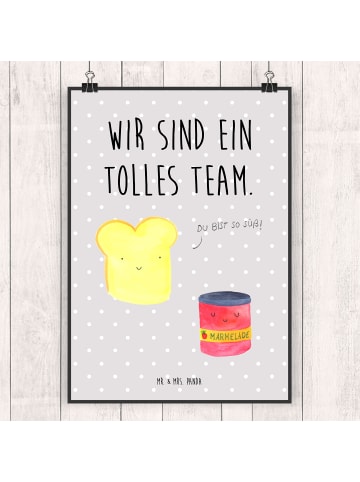 Mr. & Mrs. Panda Wanddekoration Toast Marmelade mit Spruch in Grau Pastell