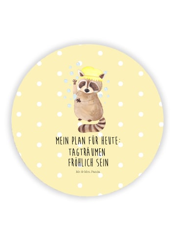 Mr. & Mrs. Panda Rund Magnet Waschbär mit Spruch in Gelb Pastell