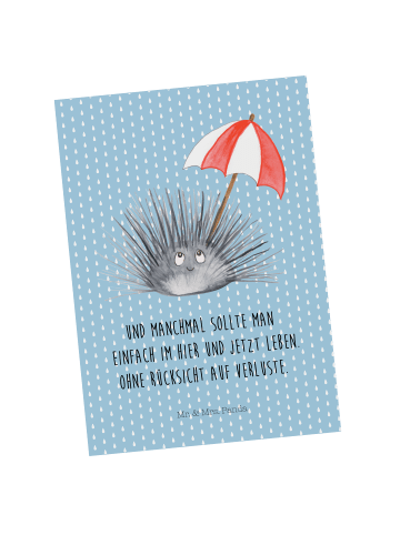 Mr. & Mrs. Panda Grußkarte Seeigel mit Spruch in Blau Pastell