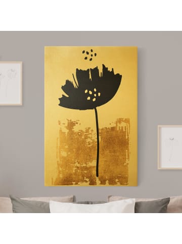 WALLART Leinwandbild Gold - Goldene Mohn Blume in Gold