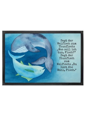 Mr. & Mrs. Panda Fußabtreter Walfisch Thunfisch Design mit Spruch in Weiß