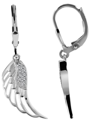 Adeliás Damen Ohrringe – Ohrhänger Flügel aus 925 Silber mit Zirkonia in silber