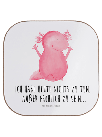 Mr. & Mrs. Panda Tassen Untersetzer Axolotl Hurra mit Spruch in Weiß