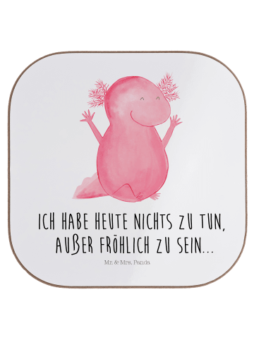 Mr. & Mrs. Panda Untersetzer Axolotl Hurra mit Spruch in Weiß