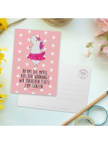 Mr. & Mrs. Panda Postkarte Einhorn Ballerina mit Spruch in Rot Pastell