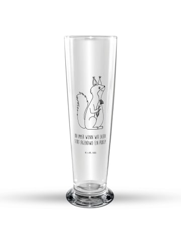 Mr. & Mrs. Panda Bierglas graviert Eichhörnchen Blume mit Spruch in Transparent