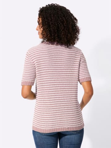 WITT WEIDEN Kurzarmpullover in mauve-ecru-geringelt