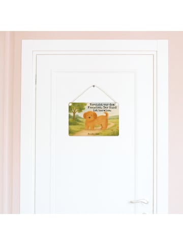 Mr. & Mrs. Panda Schild Hund Flauschig Design mit Spruch in Weiß