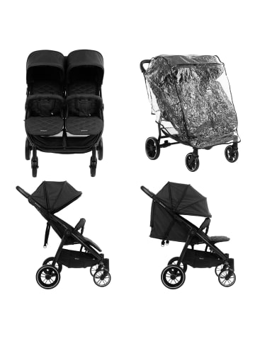 Kikkaboo Zwillingskinderwagen Happy 2 in schwarz