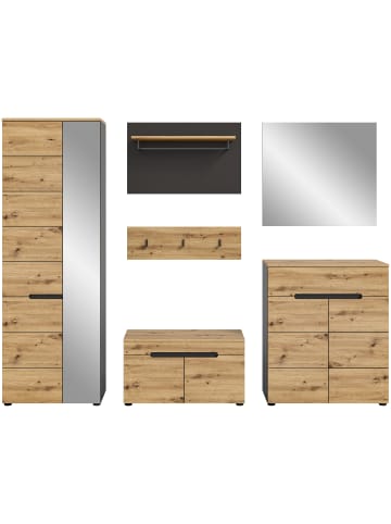 xonox.home Garderoben-Set  (B/H/T: 255x190x37 cm) in Basalt grau und Artisan Nachbildung