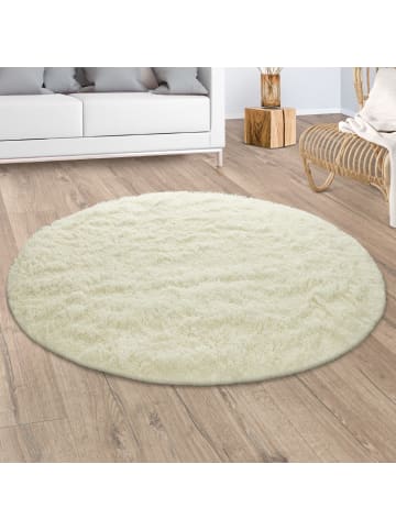 Hochflor Teppich Shaggy waschbar Unifarben Schlafzimmer in Weiß