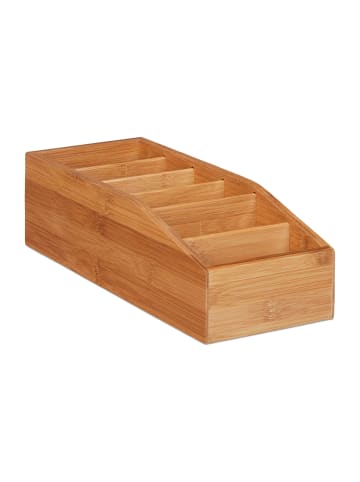 relaxdays Aufbewahrungsbox mit 6 Fächern in Natur - (B)14 x (H)10 x (T)35 cm