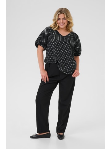 KAFFE curve Kurzarm-Bluse KCgina Regular fit in Black/Chalk dot