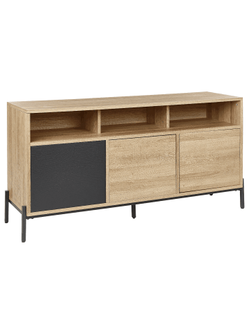 Beliani Sideboard MOINES in Braun/Grau/Schwarz - (W) 140 x (H) 76 x (L) 40 cm