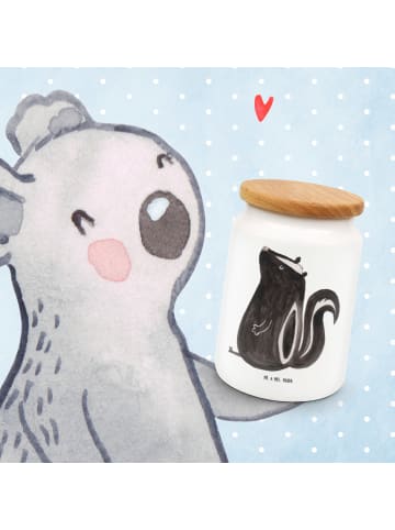 Mr. & Mrs. Panda Lebensmittelbehälter Stinktier Sitzen ohne Spruch in Weiß