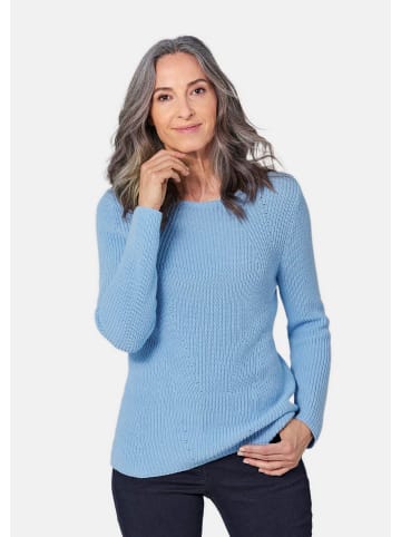 GOLDNER Kurzgröße:  Figurschmeichelnder Baumwoll-Pullover in regattablau