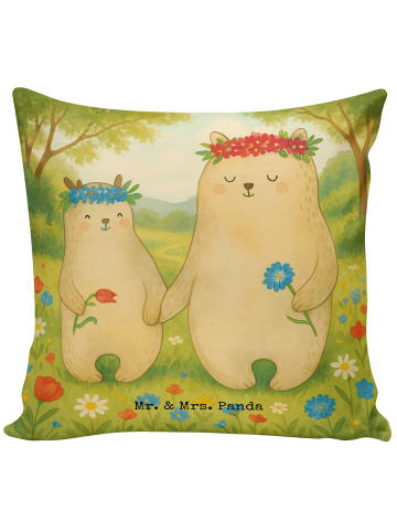 Mr. & Mrs. Panda Kopfkissen Bären mit Blumenkranz Design ohne Sp... in Weiß
