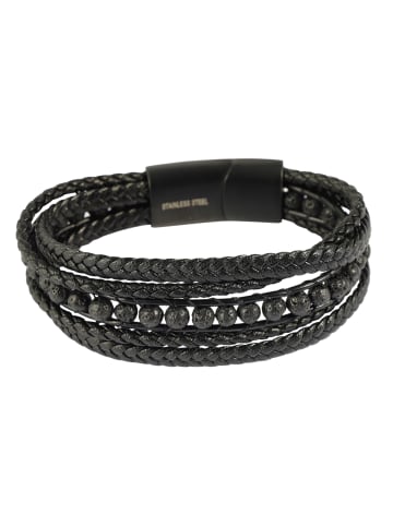 Adeliás Herren Armband – Lederarmband aus Leder 23 cm in schwarz