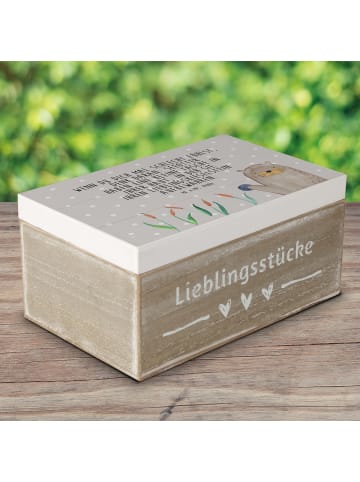 Mr. & Mrs. Panda Geschenkbox Otter Stein mit Spruch in Grau Pastell