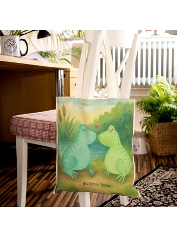 Mr. & Mrs. Panda Tote Bag Frosch Liebe Design ohne Spruch in Weiß