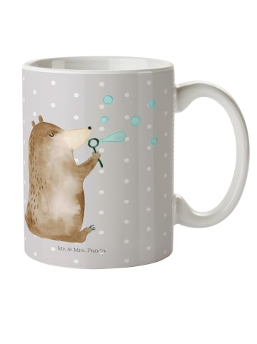 Mr. & Mrs. Panda Kindertasse Bär Seifenblasen ohne Spruch in Grau Pastell