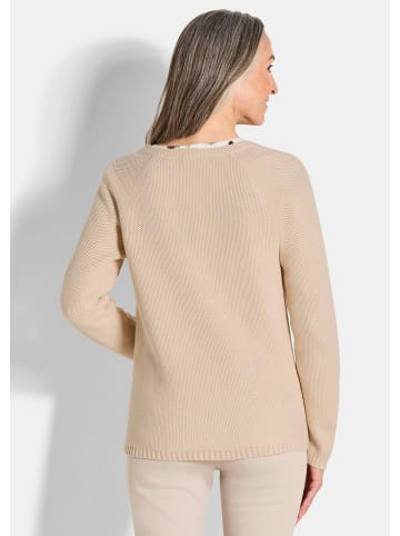 GOLDNER Kurzgröße:  Cardigan aus Baumwolle, Rundhals in beige